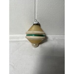 Vintage MCM Shiny Brite Glass TORNADO Lantern UFO Christmas Ornament Stripe